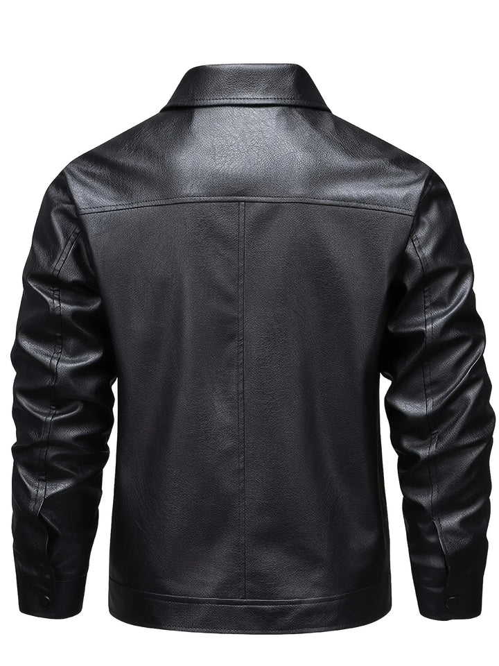 Ian | Men's Black Bomber Jacket Faux Leather Collared