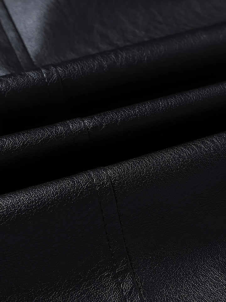 Ian | Men's Black Bomber Jacket Faux Leather Collared