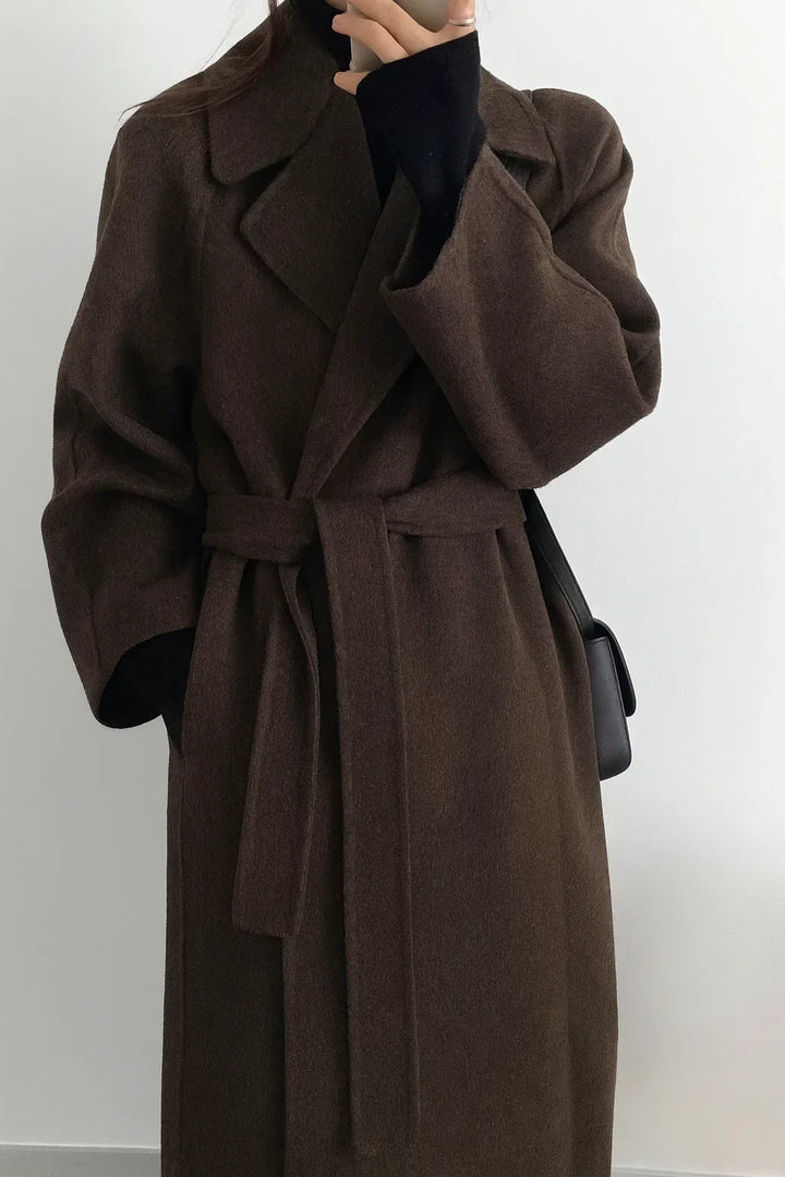 Iris | Women's Long Coat Belted Wrap Coat Oversized Fit