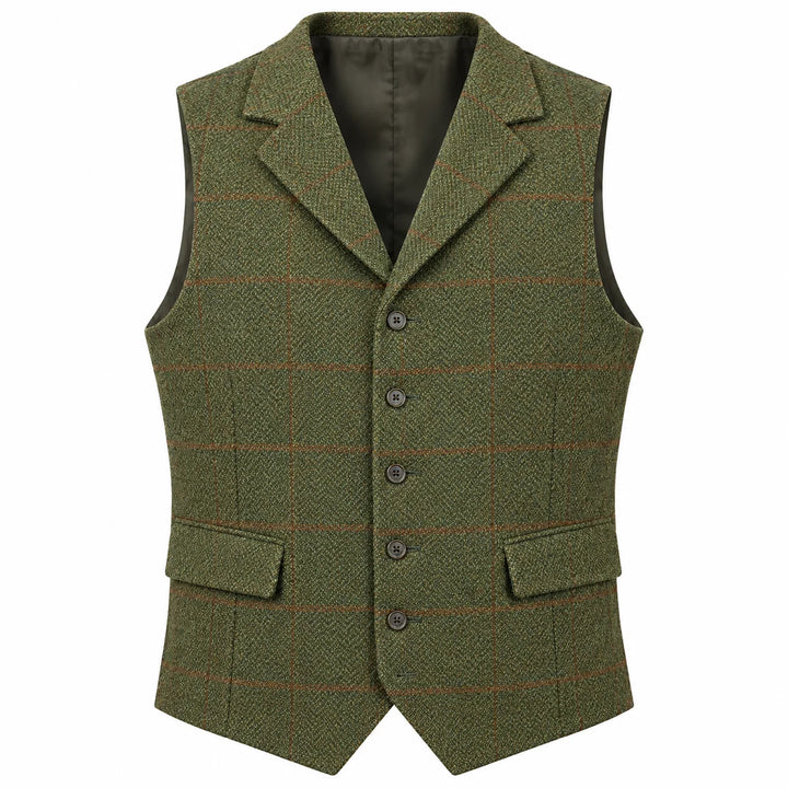 Isaac | Men's Dress Vest Herringbone Plaid Notch Lapel
