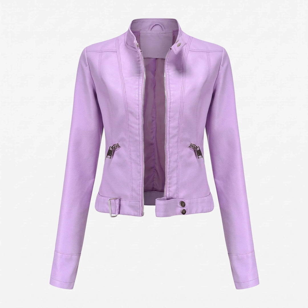 Jade | Women's Cropped Faux Leather Jacket Biker Jacket