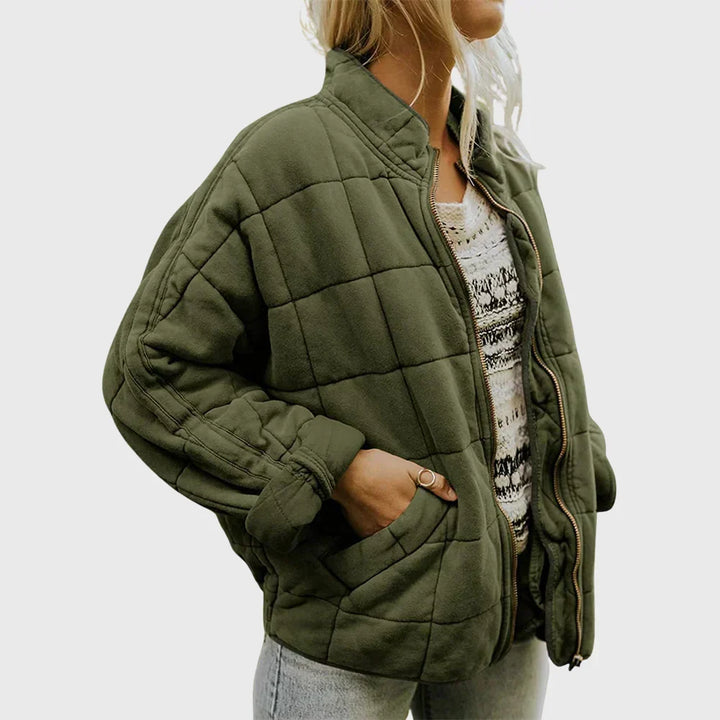 Janet | Women's Oversized Stand Collar Quilted Bomber Jacket