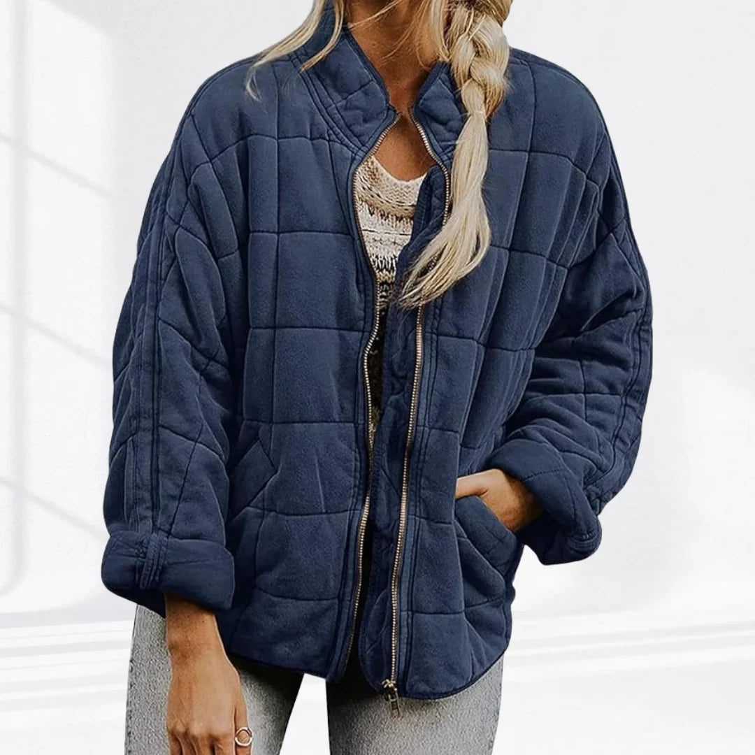 Janet | Women's Oversized Stand Collar Quilted Bomber Jacket