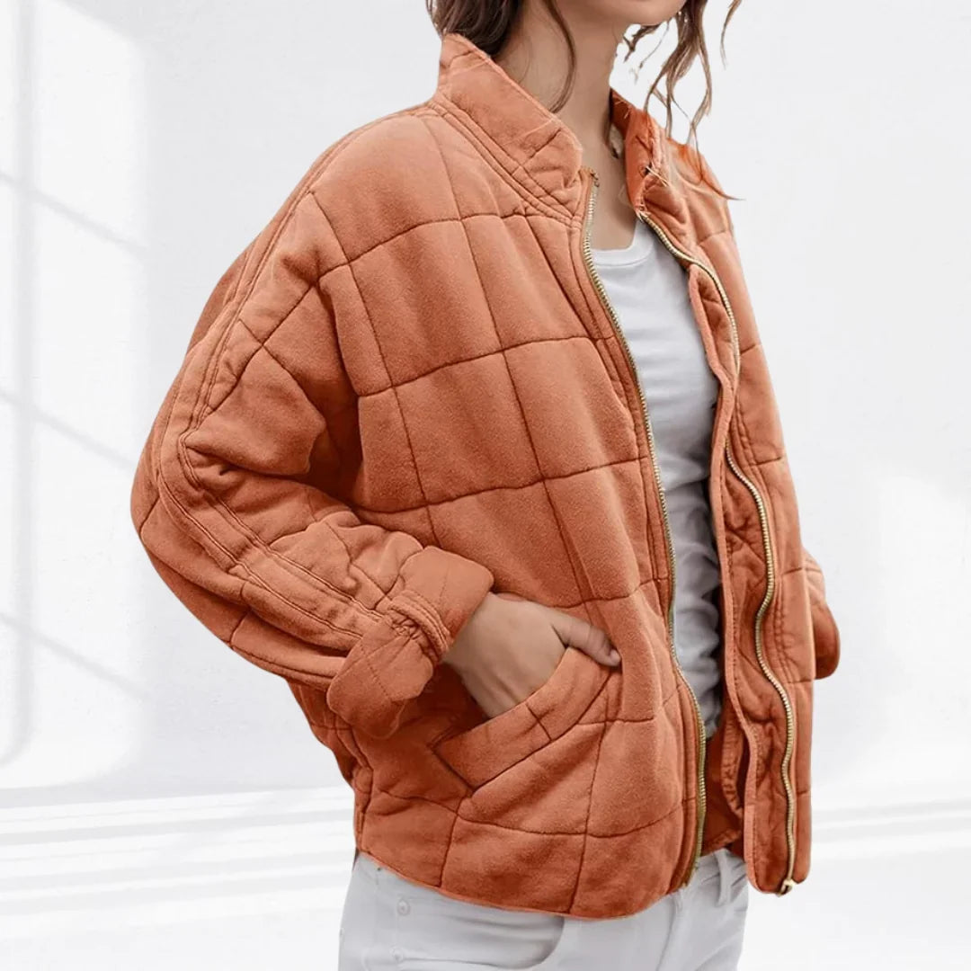 Janet | Women's Oversized Stand Collar Quilted Bomber Jacket