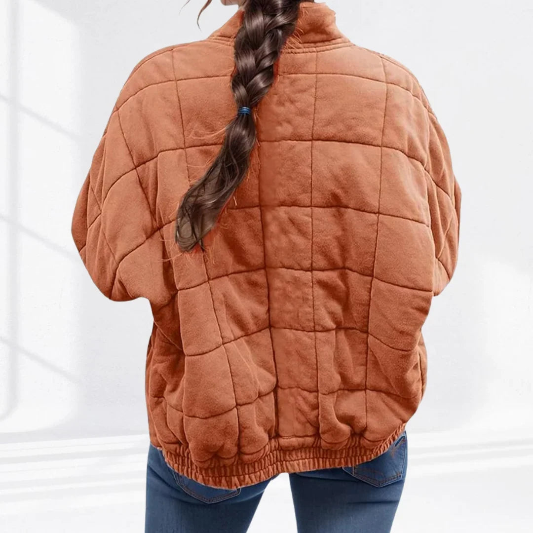 Janet | Women's Oversized Stand Collar Quilted Bomber Jacket