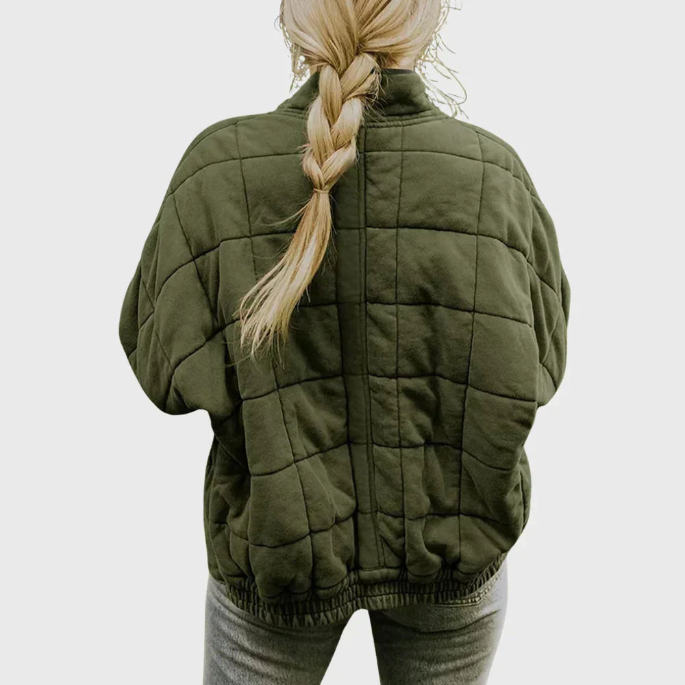 Janet | Women's Oversized Stand Collar Quilted Bomber Jacket