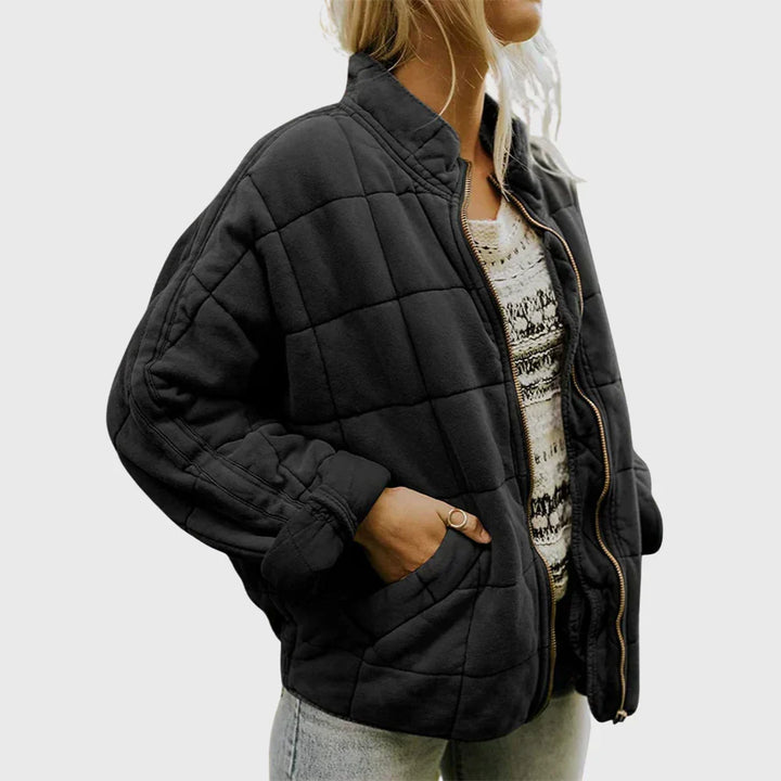 Janet | Women's Oversized Stand Collar Quilted Bomber Jacket
