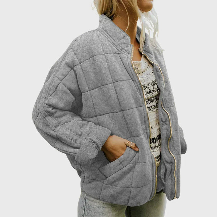 Janet | Women's Oversized Stand Collar Quilted Bomber Jacket