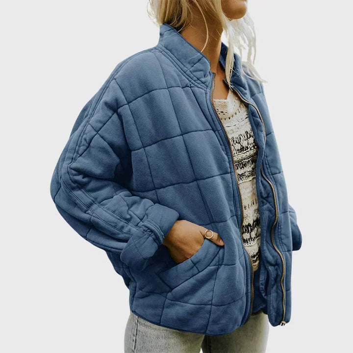 Janet | Women's Oversized Stand Collar Quilted Bomber Jacket