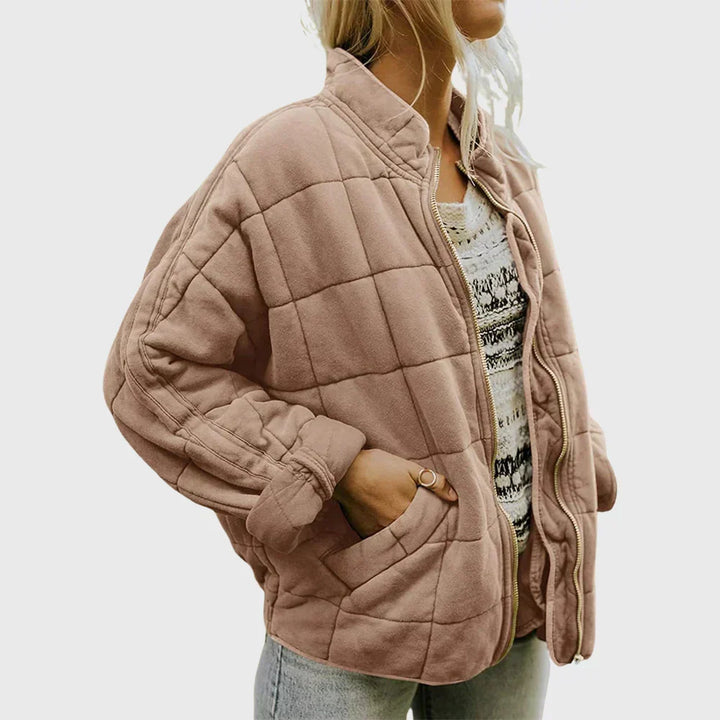Janet | Women's Oversized Stand Collar Quilted Bomber Jacket