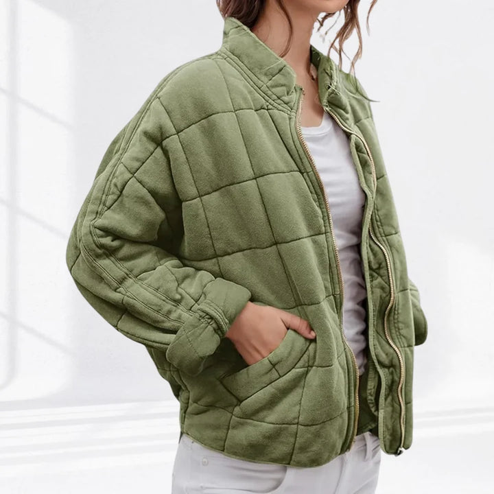Janet | Women's Oversized Stand Collar Quilted Bomber Jacket