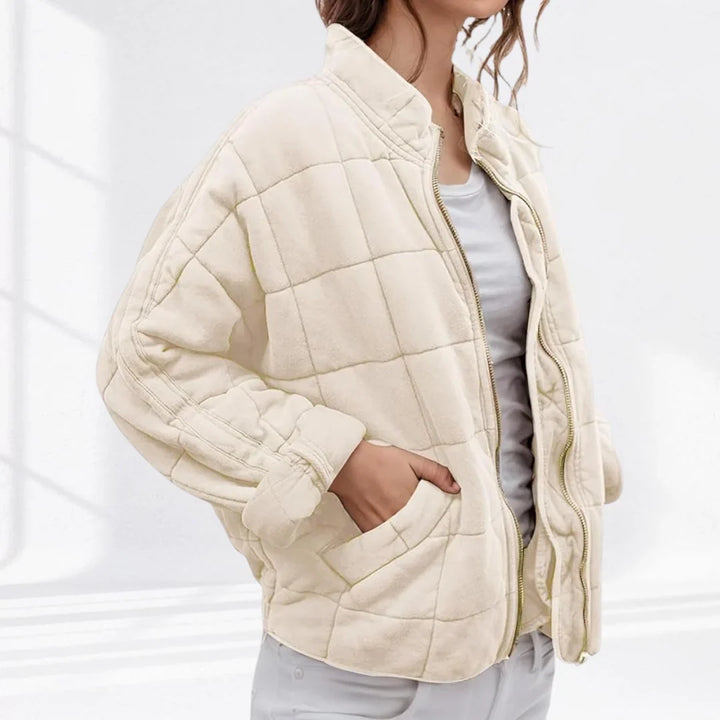 Janet | Women's Oversized Stand Collar Quilted Bomber Jacket