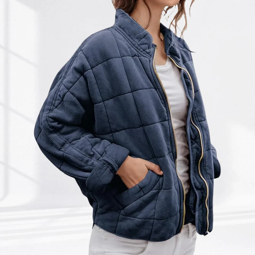 Janet | Women's Oversized Stand Collar Quilted Bomber Jacket
