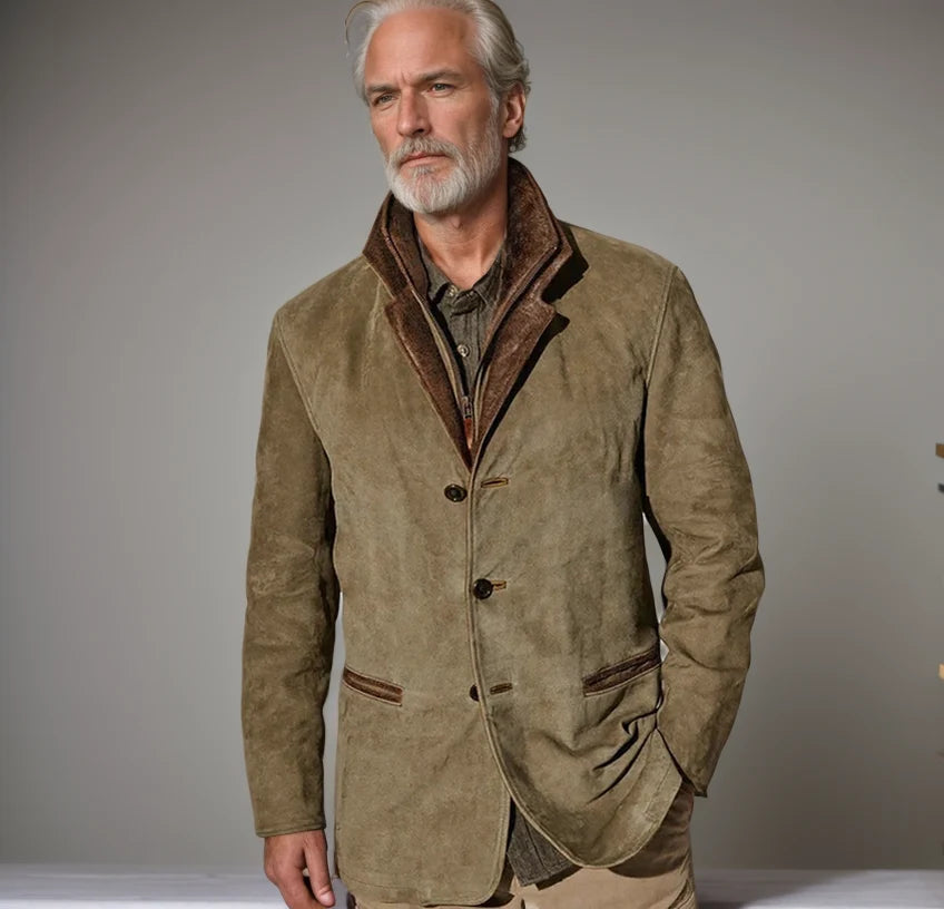 Kai | Men's Faux Suede Jacket Notch Lapel Winter Jacket