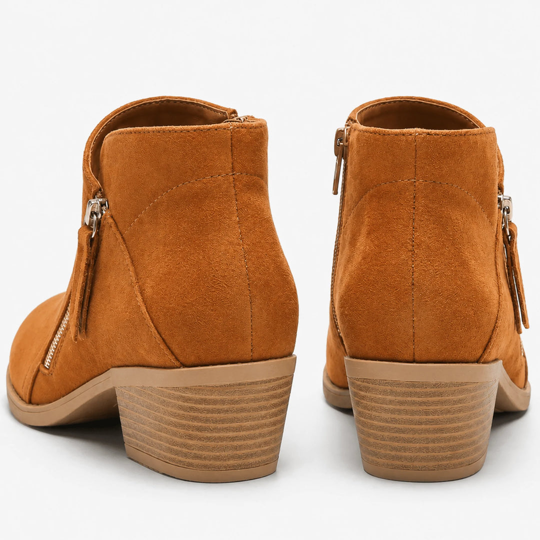 Kira | Women's Ankle Boots Side Zip Low Block Heel Booties