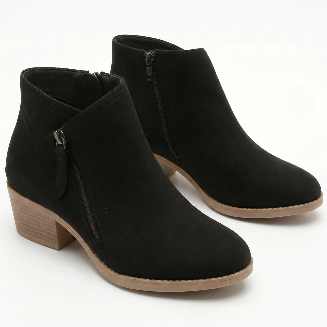 Kira | Women's Ankle Boots Side Zip Low Block Heel Booties