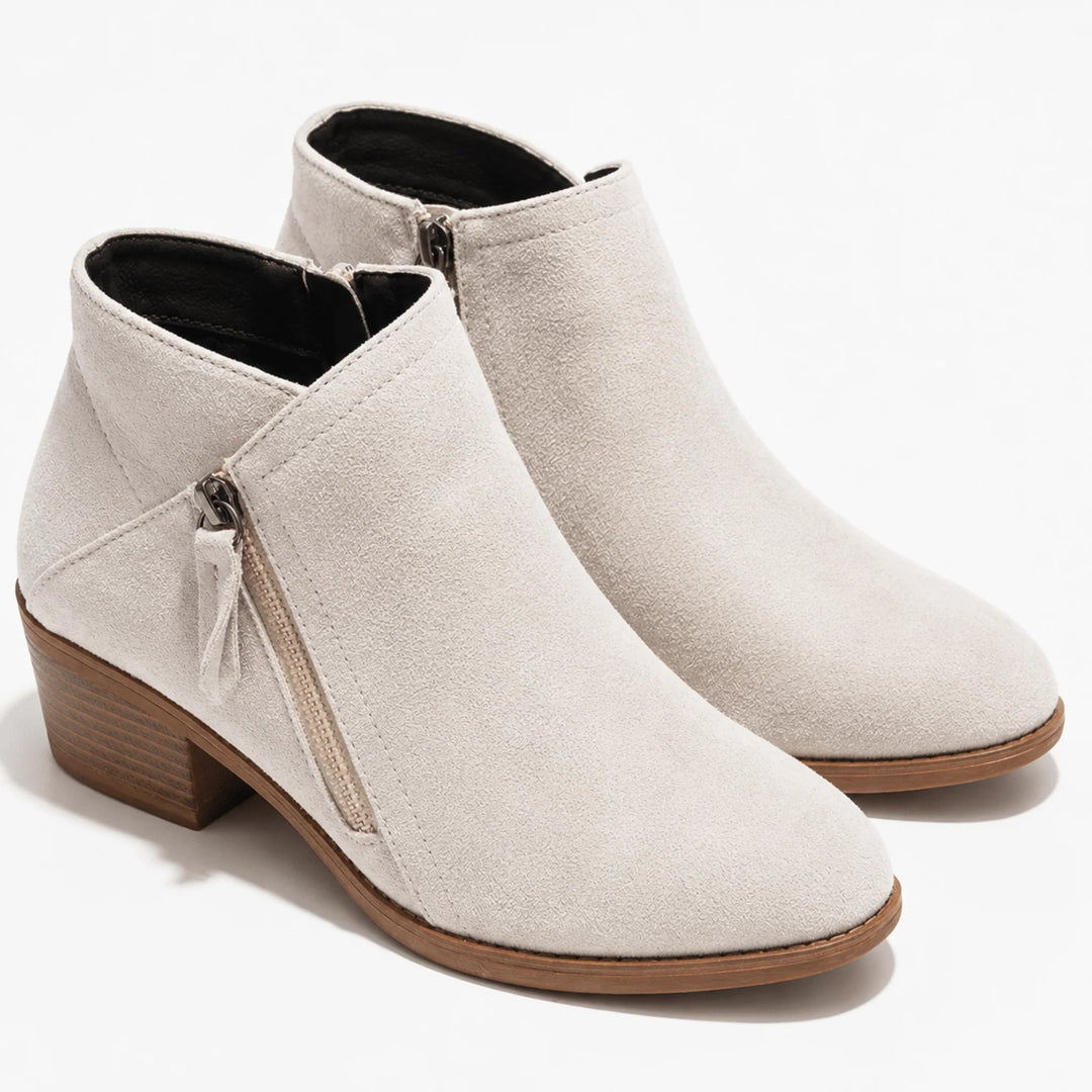 Kira | Women's Ankle Boots Side Zip Low Block Heel Booties