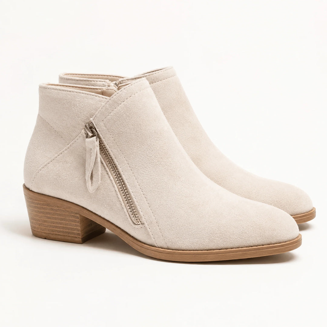 Kira | Women's Ankle Boots Side Zip Low Block Heel Booties