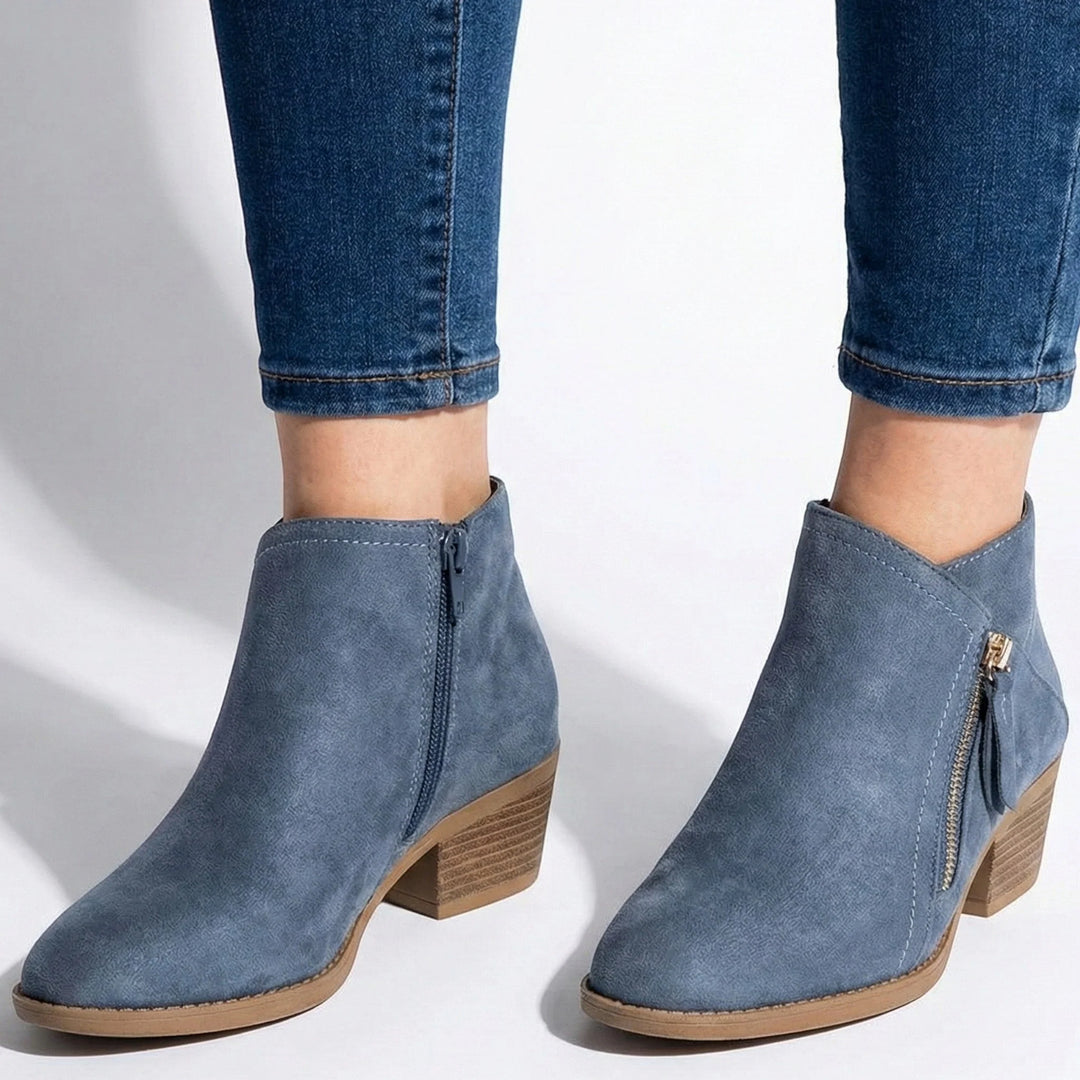 Kira | Women's Ankle Boots Side Zip Low Block Heel Booties