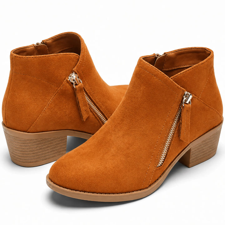 Kira | Women's Ankle Boots Side Zip Low Block Heel Booties