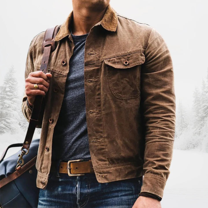 Leon | Men's Brown Jacket Trucker Style Chest Pockets