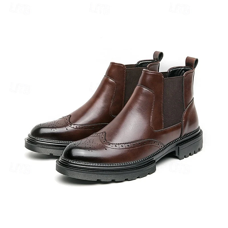 Lewis | Men's Wingtip Boots Chunky Sole Chelsea Boots