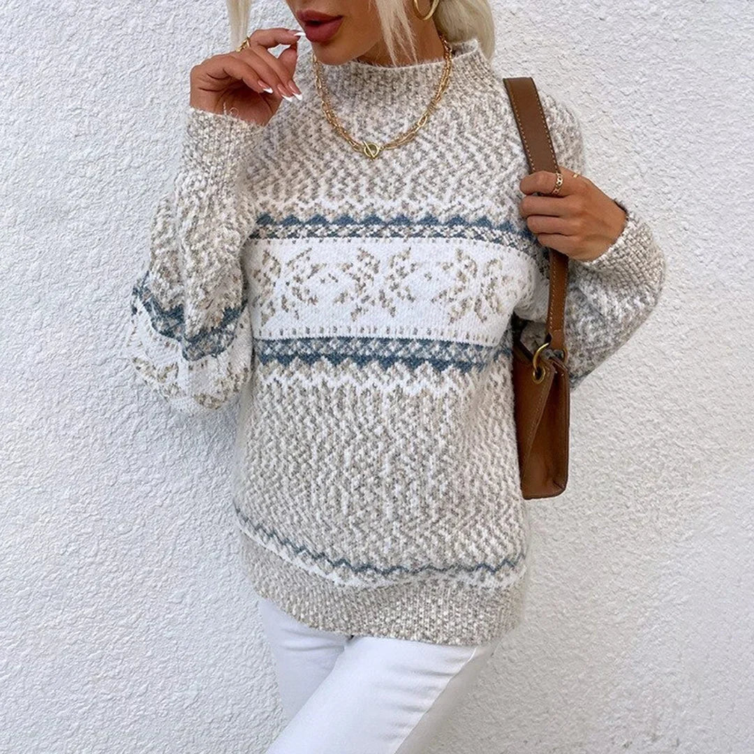 Linda | Women's Snowflake Crew Neck Fair Isle Sweater