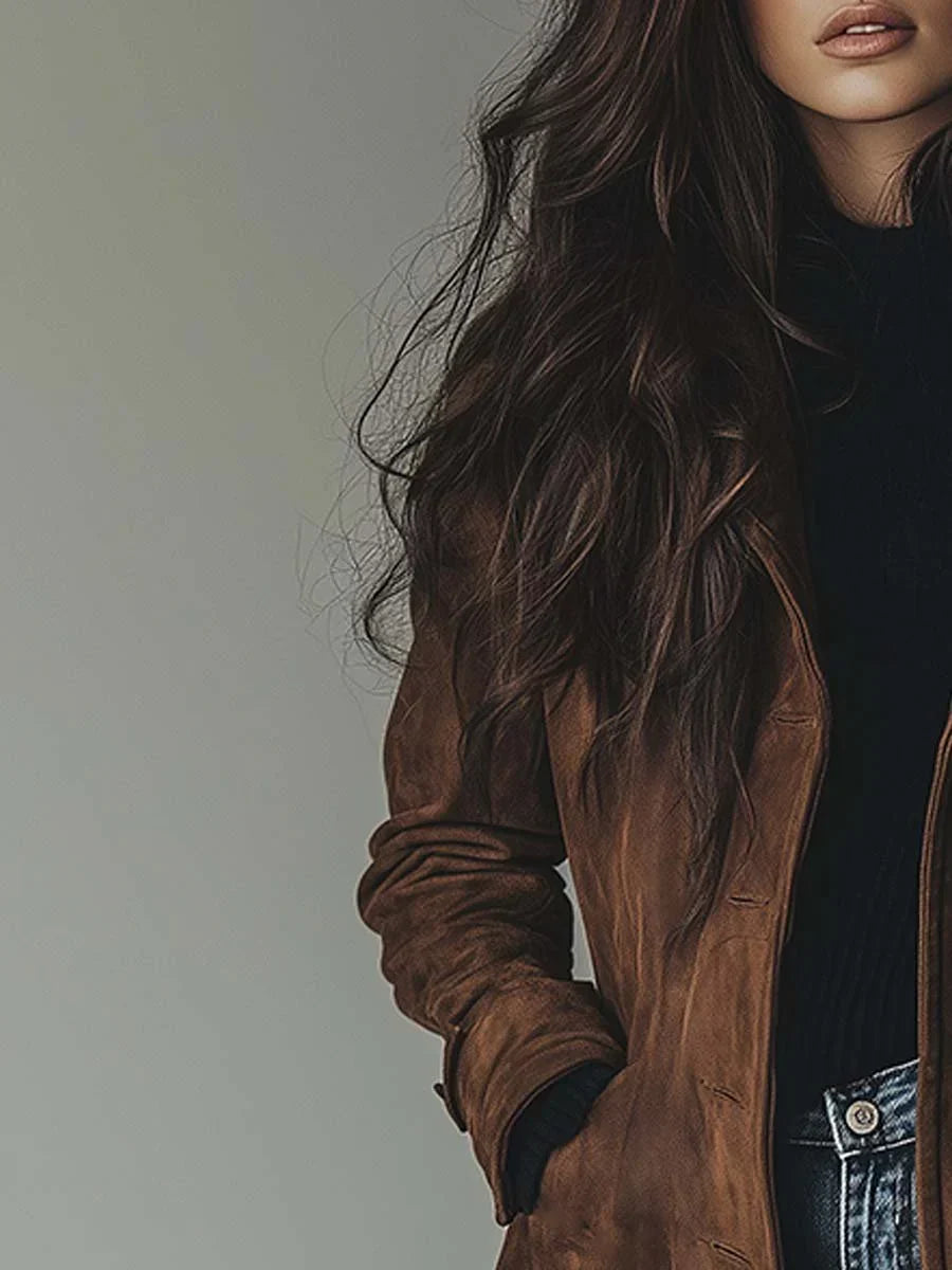 Lindsey | Women's Suede Effect Structured Trench Coat