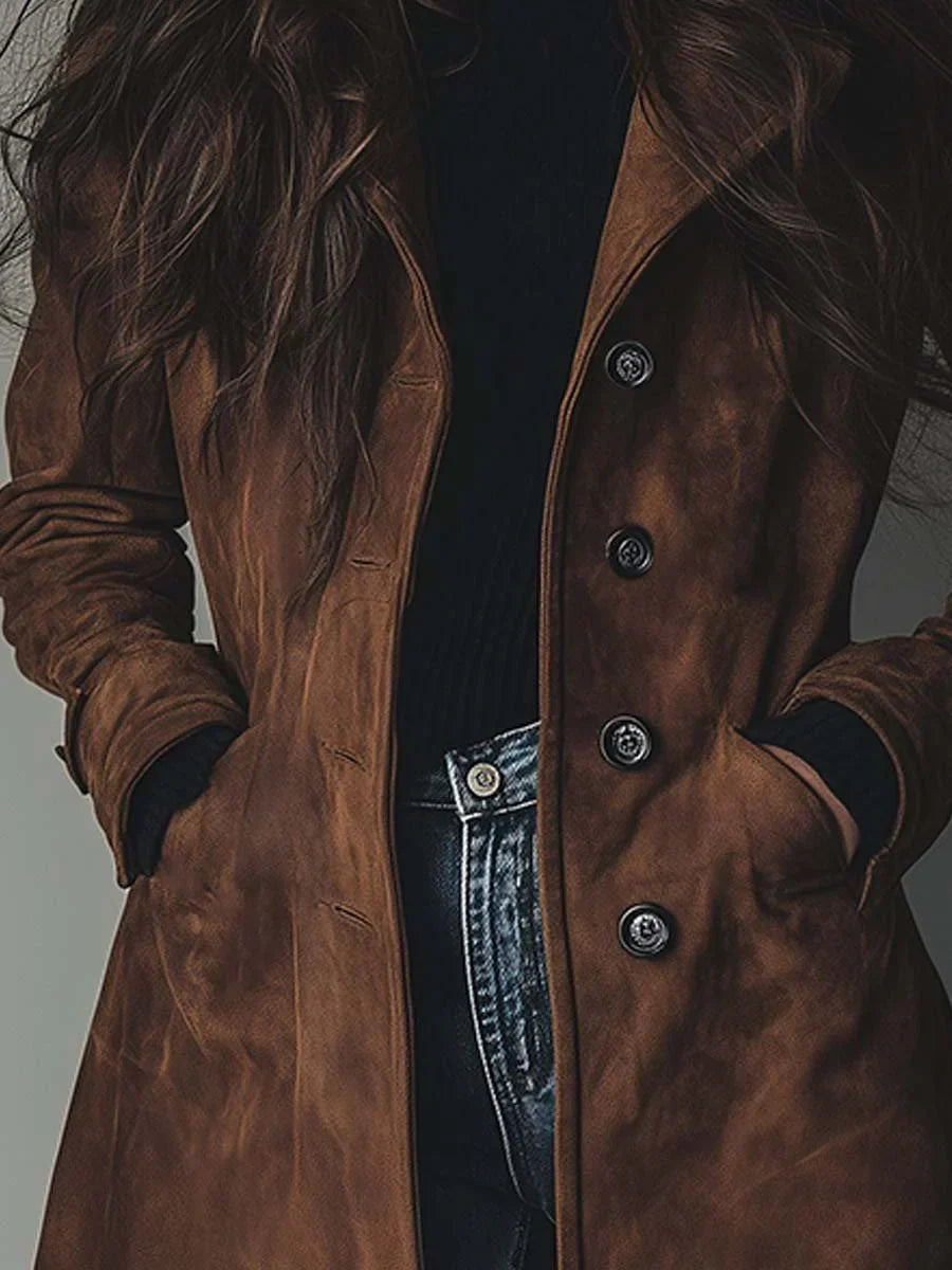 Lindsey | Women's Suede Effect Structured Trench Coat