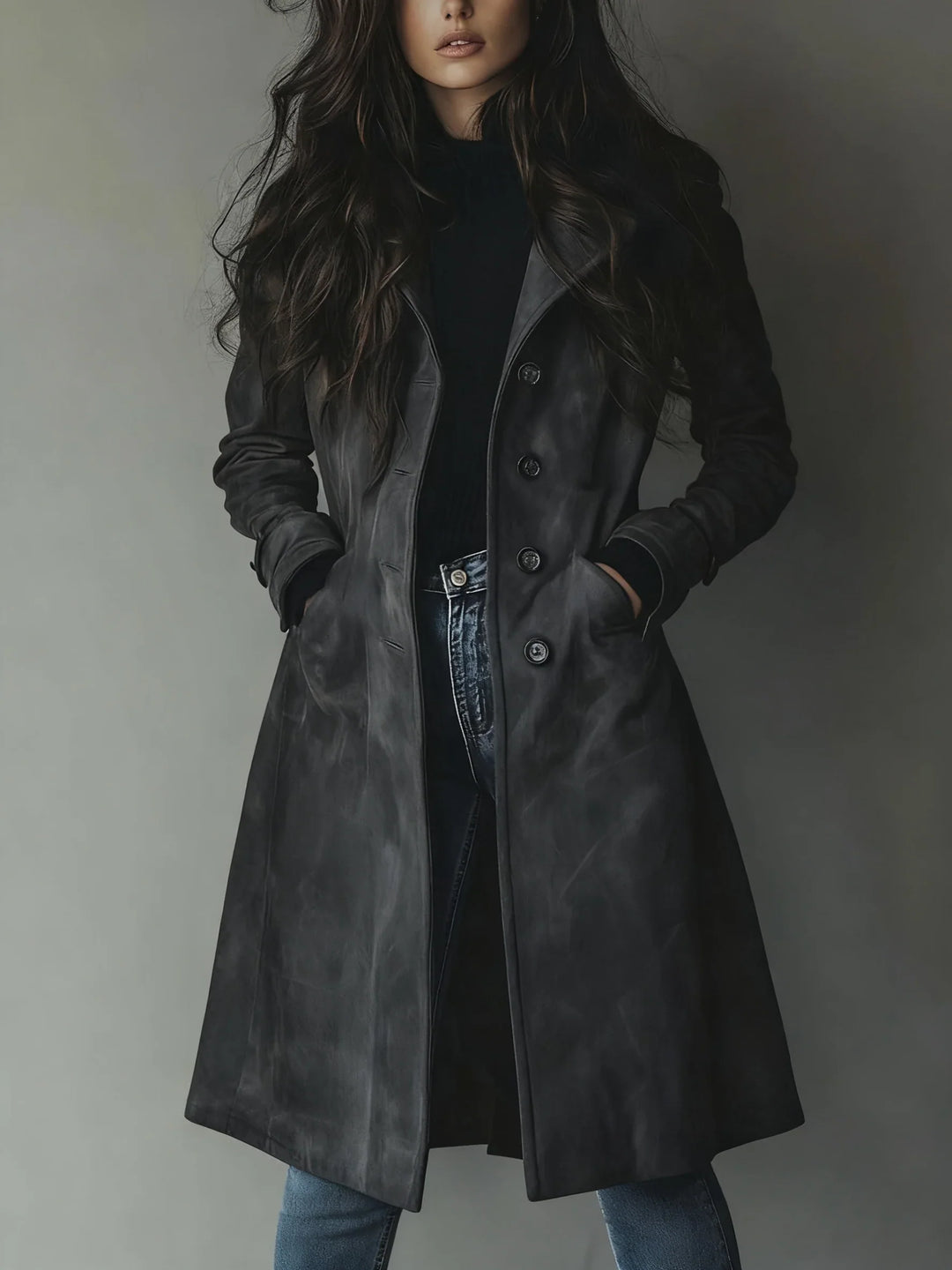 Lindsey | Women's Suede Effect Structured Trench Coat