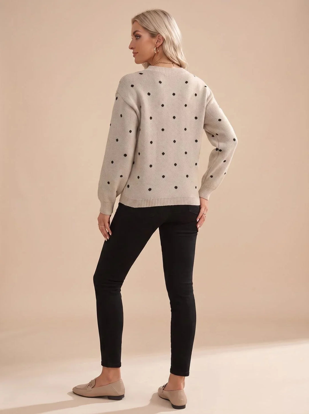 Lola | Women's Polka Dot Sweater Crew Neck Knit Sweater