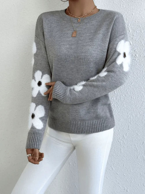 Lourdes | Women's Relaxed Crew Neck Floral Sweater