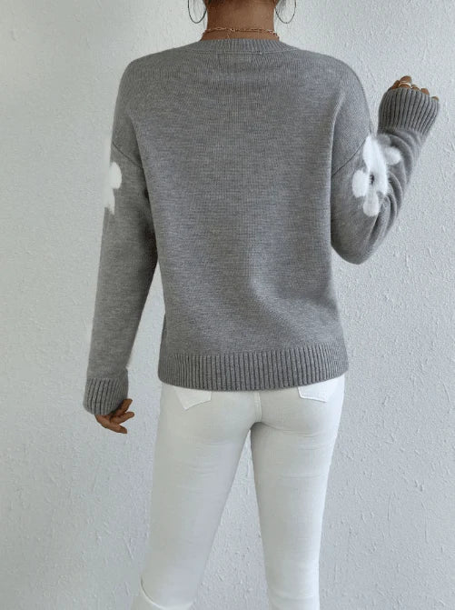 Lourdes | Women's Relaxed Crew Neck Floral Sweater