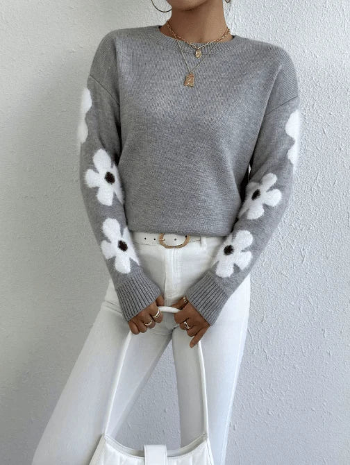 Lourdes | Women's Relaxed Crew Neck Floral Sweater