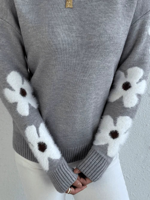Lourdes | Women's Relaxed Crew Neck Floral Sweater