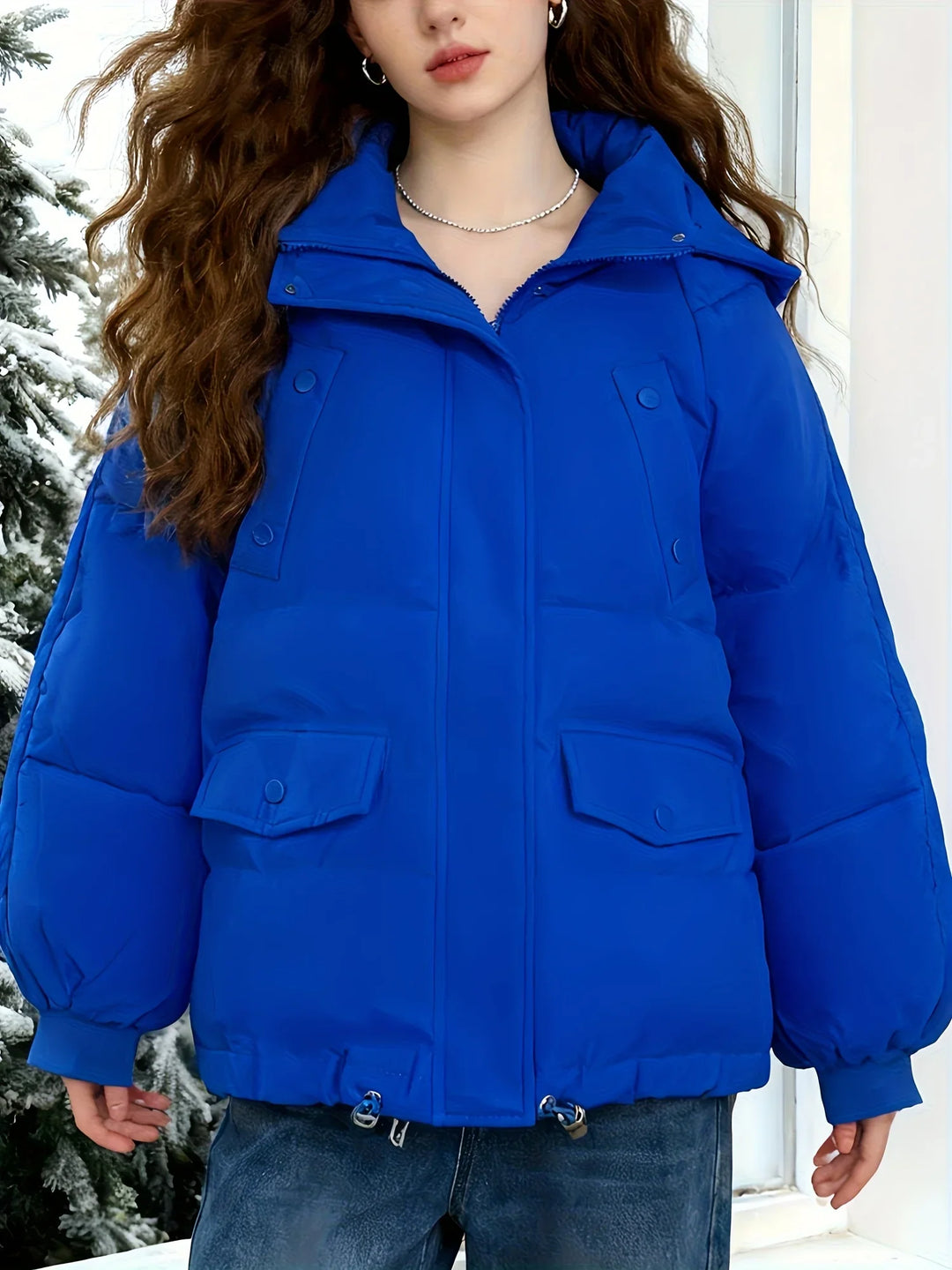 Lydia | Women's Oversized Hooded Blue Puffer Jacket