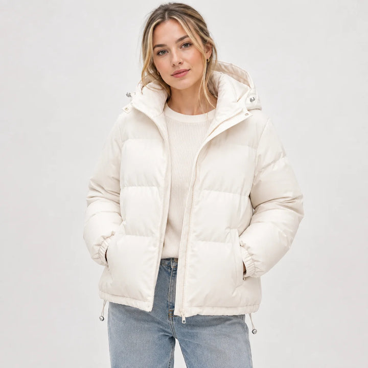 Margot | Women's Cropped Puffer Jacket Hooded Zip Puffer