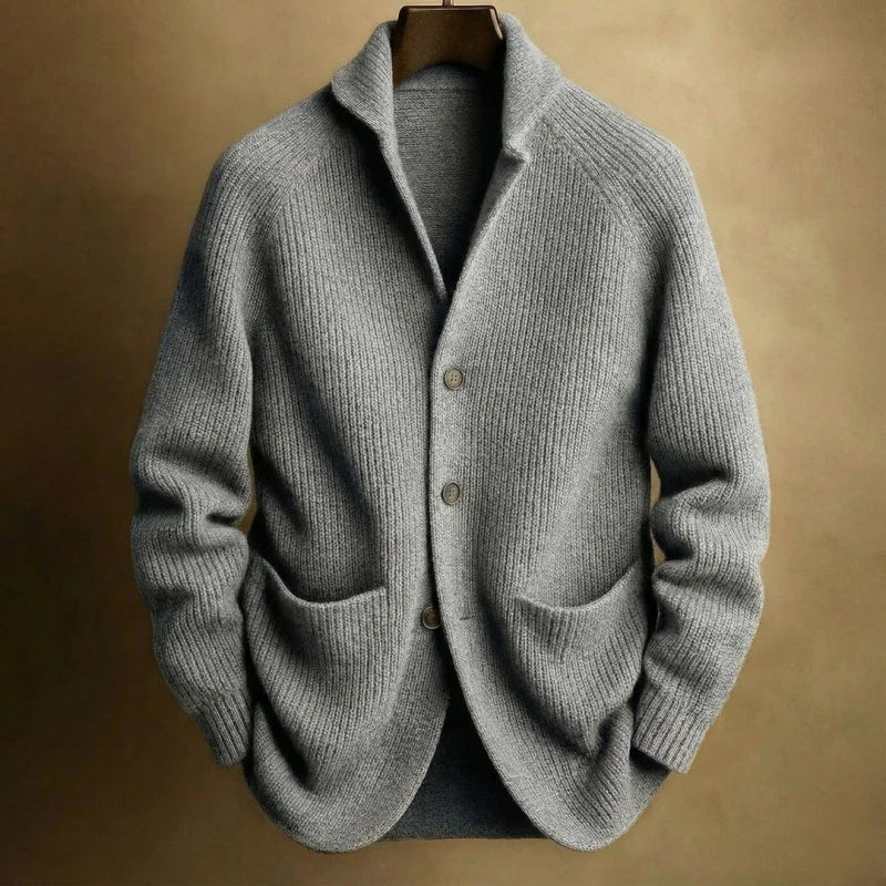 Marisol | Men's Ribbed Button Front Shawl Collar Cardigan