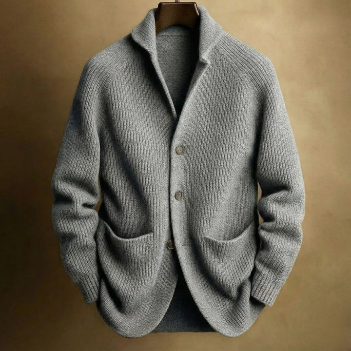 Marisol | Men's Ribbed Button Front Shawl Collar Cardigan
