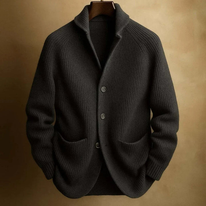 Marisol | Men's Ribbed Button Front Shawl Collar Cardigan