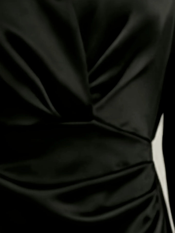 Maya | Women's Black Wrap Dress Long Sleeve Mini Dress