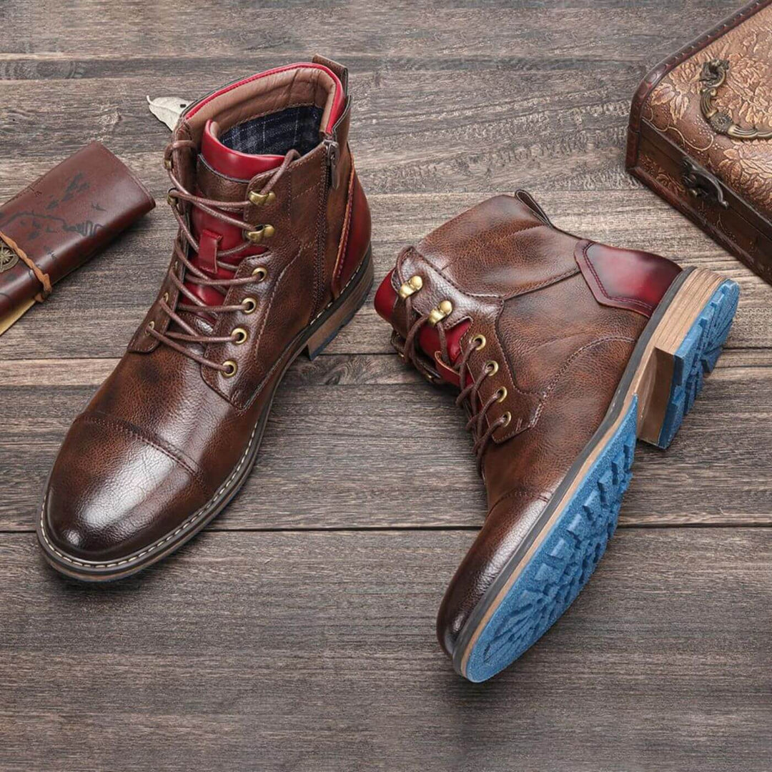 Miles | Men's Oxford Boots Cap Toe Lace Up Dress Boots
