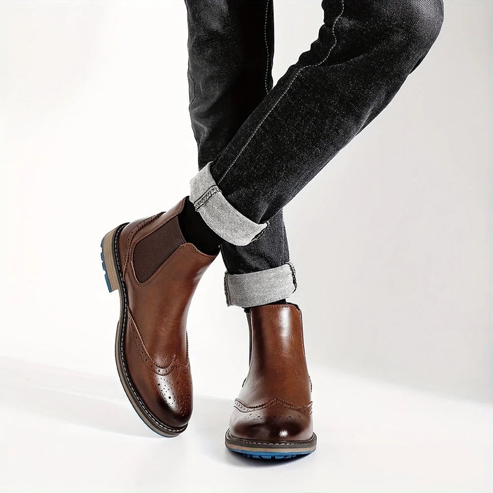 Morgan | Men's Ankle Boots Brogue Chelsea Boots Pull On