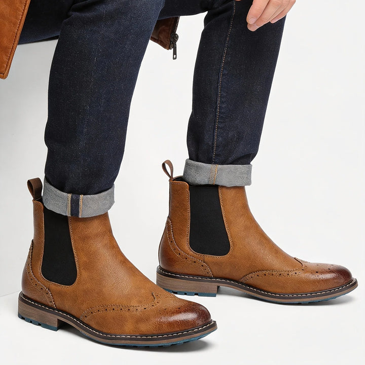 Morgan | Men's Ankle Boots Brogue Chelsea Boots Pull On