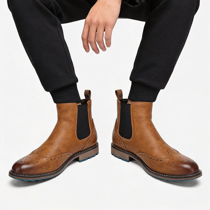 Morgan | Men's Ankle Boots Brogue Chelsea Boots Pull On