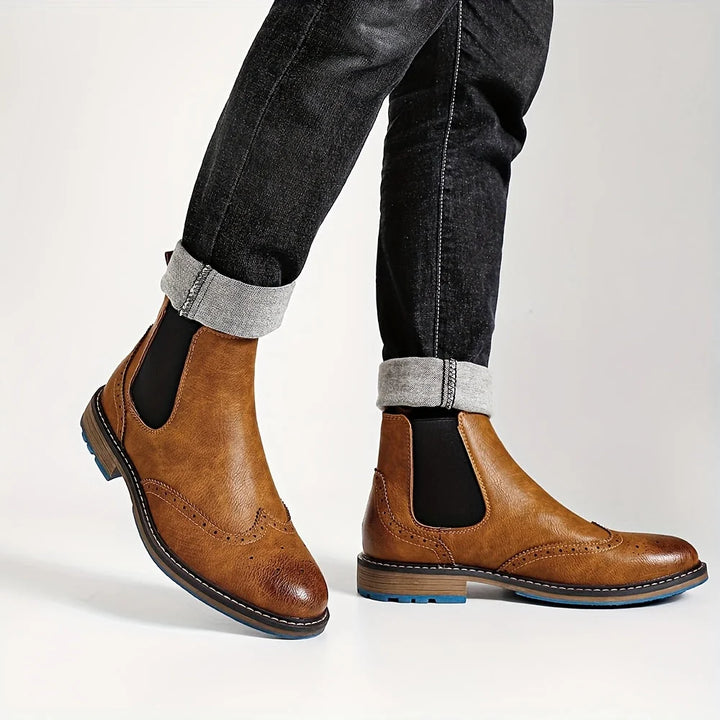 Morgan | Men's Ankle Boots Brogue Chelsea Boots Pull On