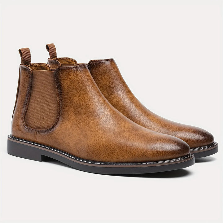 Nigel | Men's Brown Chelsea Boots Slip On Pull Tab