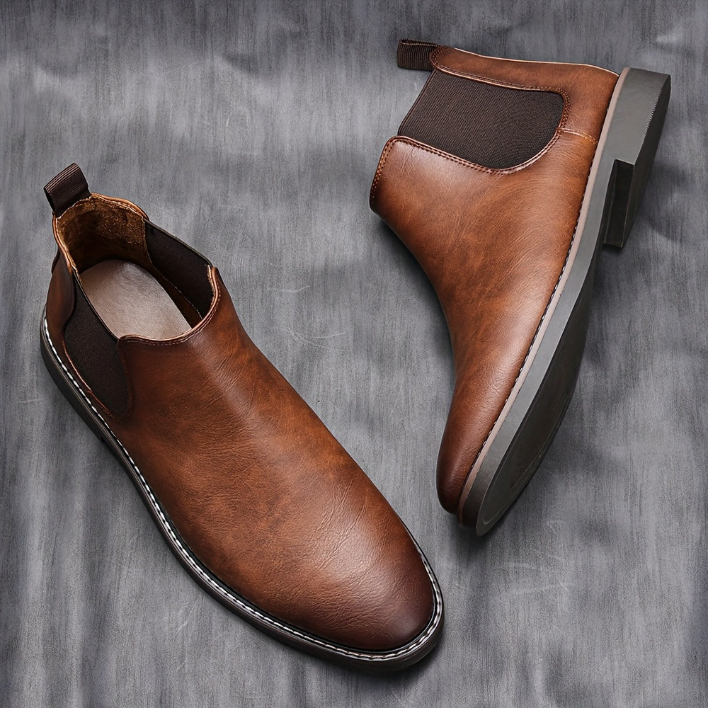 Nigel | Men's Brown Chelsea Boots Slip On Pull Tab