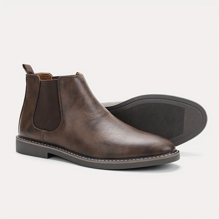 Nigel | Men's Brown Chelsea Boots Slip On Pull Tab