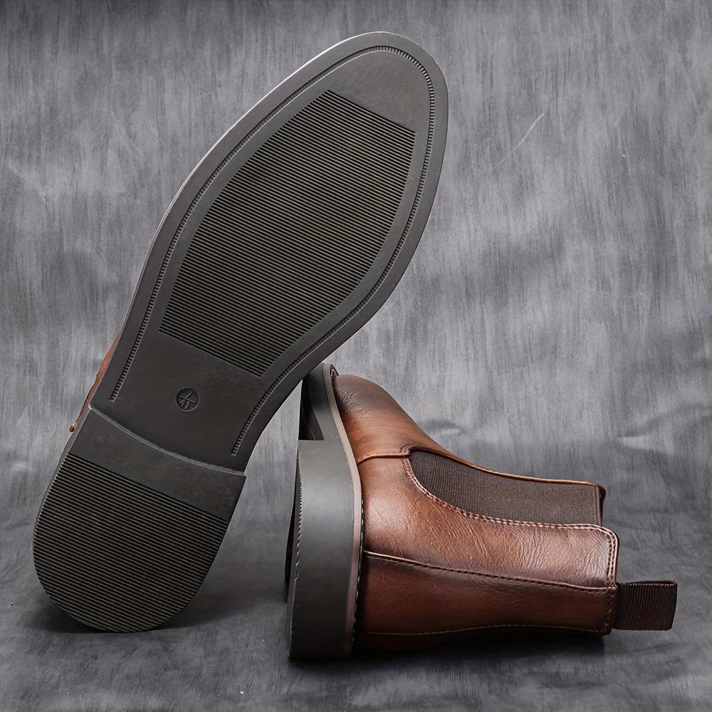 Nigel | Men's Brown Chelsea Boots Slip On Pull Tab